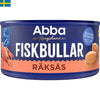 Abba Fiskbullar i Räksås, klassiska fiskbullar av olika sorters fisk i räksås. Snabb leverans till din dörr i hela Spanien och Portugal på 24-72 timmar.
