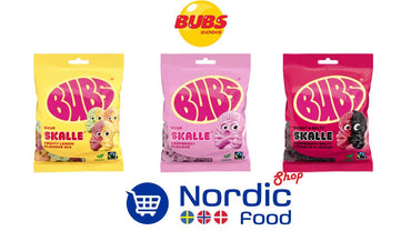 Flera sorters godis från Bubs hittar du hos Nordicfood.shop!