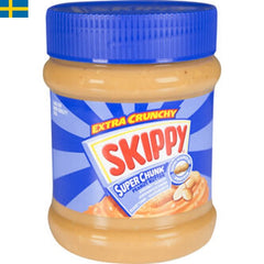 Skippy Jordnötssmör Crunchy 340g, Jordnötsmör med småbitar av jordnötter, gjord på 91% jordnötter. Snabb leverans till din dörr i hela Spanien och Portugal.