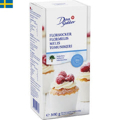 Dansukker Florsocker 500g passar sig utmärkt till bakning såsom kakor och deserter.