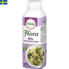 Flora Mat Grädde Laktosfri ger en fyllig och krämig konsistens till maten och även en god smak.