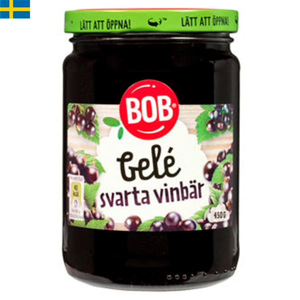 Bob Svart Vinbärsgelé är en söt och fruktig delikatess. Den koncentrerade smaken av svarta vinbär ger en perfekt balans till din mat.