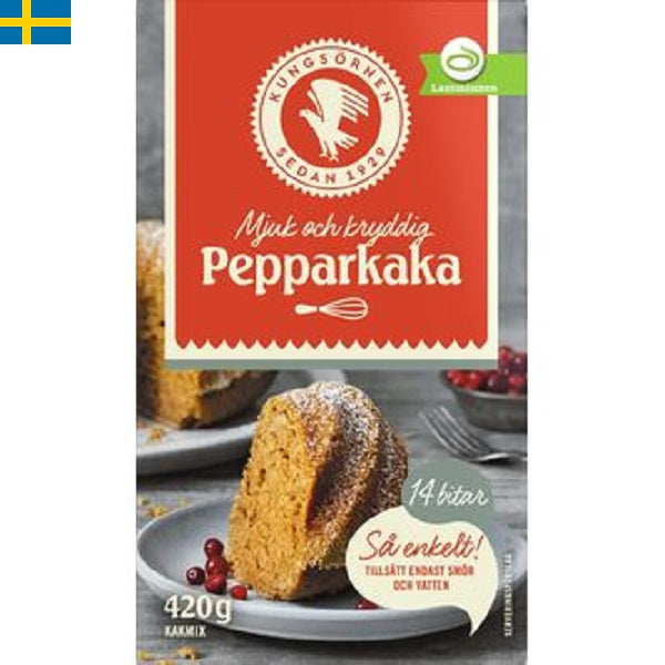 Kungsörnen Pepparkaka Kaffebrödsmix, tillsätt bara vatten och smör för en god mjukpepparkaka. Leverans till din dörr i Spanien och Portugal på 24 till 72 timmar