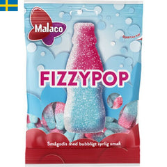 Malaco Fizzypop 80g Malaco Fizzypop är mjuka i konsistensen och har en god syrlig smak av bubbelgum. Leverans till din dörr i Spanien och Portugal på 24 till 72 timmar.