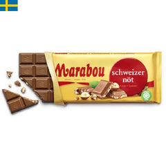 Marabou Schweizernöt är ännu en favorit från Marabou. Denna chokladkaka är gjord på den goda mjölkchokladen och grovhackade hasselnötter. Snabb leverans till dörr i Spanien och Portugal.