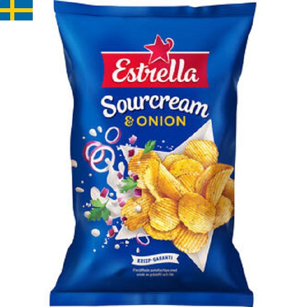 Estrella Sourcream Onion - Ännu en fantastisk produkt från Estrella med smak av sourcream och lök. Leverans till din dörr i Spanien och Portugal på 24 till 72 timmar.