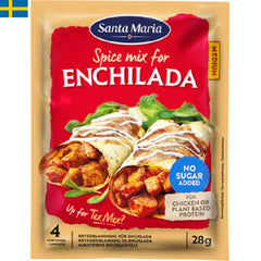 Santa Maria Enchilada Medium Spice Mix har en mild chilismak från guajillo och chipotlepeppar samt traditionella mexikanska örter som oregano och koriander.