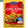 Santa Maria Chicken Taco Spicemix är en taco krydda som är för kyckling. Den innehåller oregano, mild chili, vitlök och spiskummin.