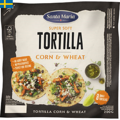 Santa Maria Tortilla Corn Wheat är mindre tortilla från Santa Maria och är en självklart till fredags myset. Leverans till din dörr i Spanien och Portugal.