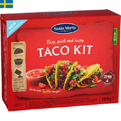 Santa Maria Taco Kit Mild, ett paket med tacokrydda, tacoskal och tacosås. Leverans till din dörr i Spanien och Portugal på 24 till 72 timmar