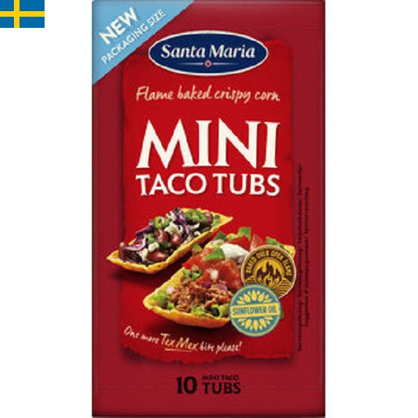 Santa Maria Taco Tubs är ett krispigt tillbehör till din taco. Saltade skal som är gjorda på majsmjöl. Leverans till din dörr i Spanien och Portugal.