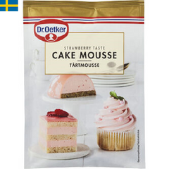 Dr Oetker Tårtmousse Jordgubb är en fyllig mousse som gör sig gott till tårtor och andra bakverk.