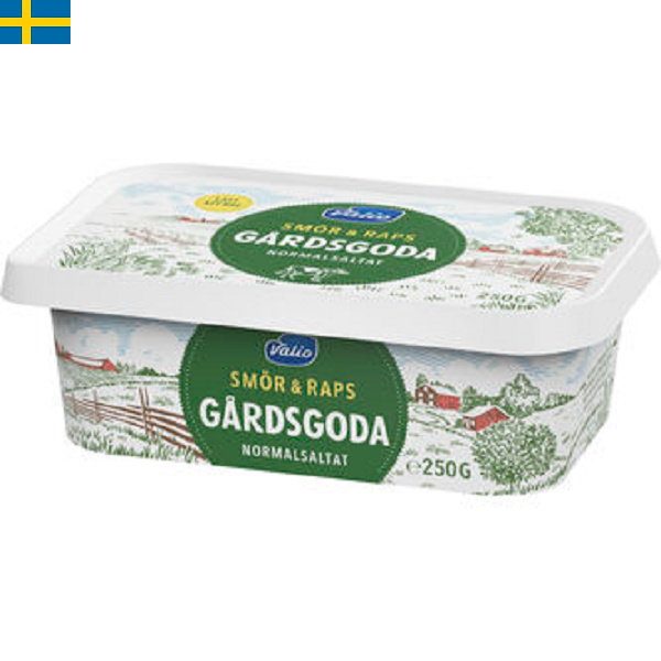 Valio Normalsaltat Gårdsgoda Smör & Raps 75% är gott på mackan och fungerar även bra inom bakning och matlagning. Leverans inom Spanien och Portugal.