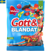 Malaco Gott & Blandat favoritmix innehåller flera favoriter såsom saltlakrits, fruktnappar och jordgubbar.