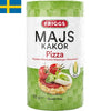 Friggs Majskakor Pizza är glutenfria majskakor med en mild och god smak av pizza. Passar gott som snacks eller mellanmål vart du än är.