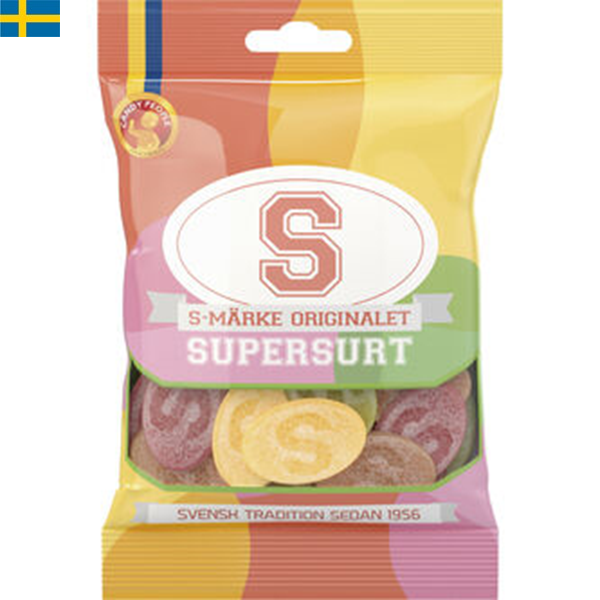 Supersurt godis är en sur smakupplevelse! Candy People S-märke Supersurt 80g låter som en riktig smakbomb.