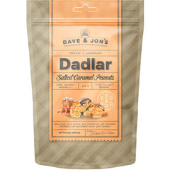 Dave & Jon's Dadlar Salted Caramel Peanuts är Utan tillsatt socker! Utan palmolja Källa till järn Rik på kalium Rik på fiber.