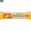 Marabou Dubbel Nougat är gjord på ett lager, ljus mandelnougat och ett lager mörk hasselnötsnougat. Tillsammans blir det en härlig nougat bar som smälter i munnen.