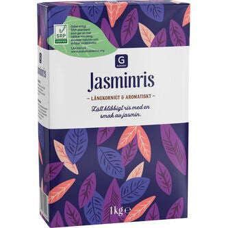 Garant Jasminris är långkornigt och vitt ris med smak och doft av jasmin.