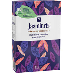 Garant Jasminris är långkornigt och vitt ris med smak och doft av jasmin.