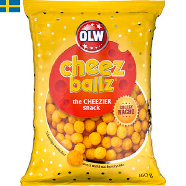 Olw Cheez Ballz - Likt cheez doodles men ännu mer smak av ost och är formade som bollar. Leverans till din dörr i Spanien och Portugal på 24 till 72 timmar.