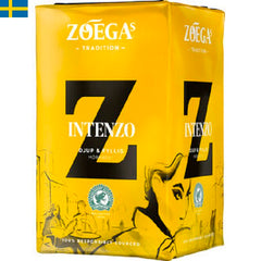 Zoégas Intenzo Mörkrost Bryggkaffe är en fyllig mörkrost med toner av röda äpplen, där sötma och syra fint kompletterar varandra.