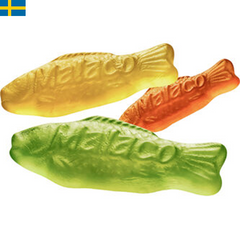 Klassiska sega fiskar från Malaco i olika smaker. Fri från gelatin.