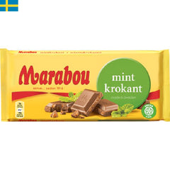 Marabou Mintkrokant är en chokladkaka med god mjölkchoklad och fint hackade bitar av mandelkrokant och mint. Leverans till din dörr i Spanien och Portugal.