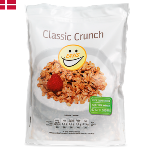 EASIS Classic Crunch är rostade och krispiga flingor. EASIS Classic Crunch är helt utan tillsatt socker.