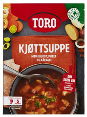 kjottsuppe med gulrot, potet og kålrabi
