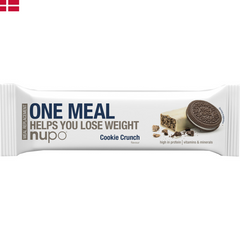 Nupo One Meal Cookie Crunch är en proteinrik och kalorisnål cookie som kan användas som måltidsersättning.